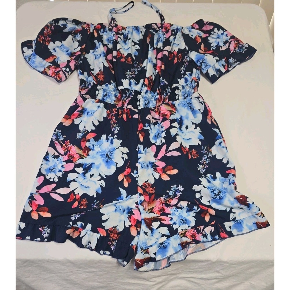 Shein Curve Women's 0XL Floral Shorts Romper
